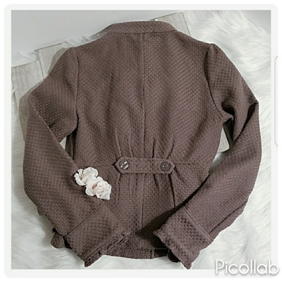 Decree Aubergine Ruffle Button Front Jacket - Picture 2 of 4